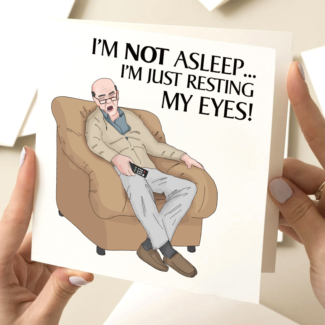 Funny Father's Day Greeting Card I'M NOT ASLEEP I'M JUST RESTING MY EYES! - MyFaceSocksAU