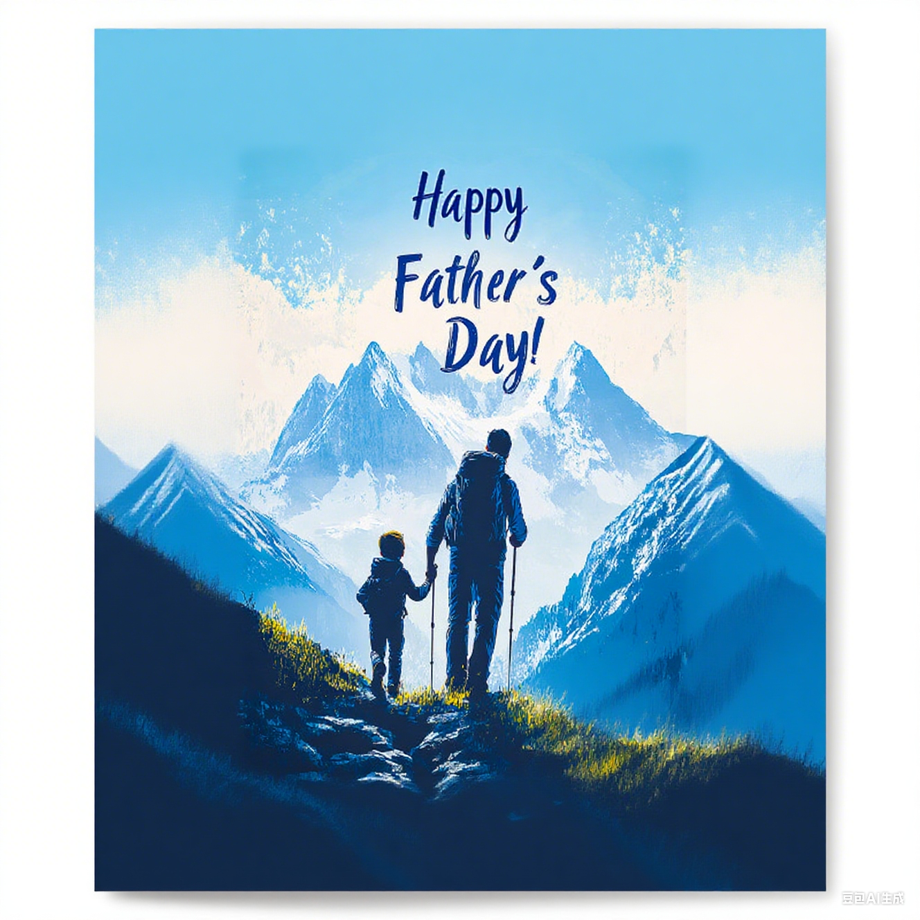 Funny Father's Day Greeting Card Father And Son Silhouette E - MyFaceSocksAU