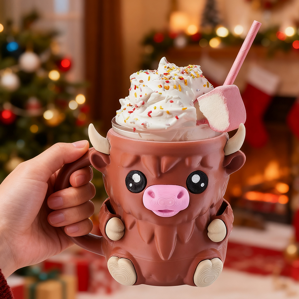 Christmas Gifts Cute Cow Style Ice Cream Pint Holder with Handle and Spoon – Reusable Antifreeze Cooler Sleeve for Ice Cream, Drinks, and Desserts – Funny Cow Gifts for Ice Cream Lovers - MyFaceSocksAU