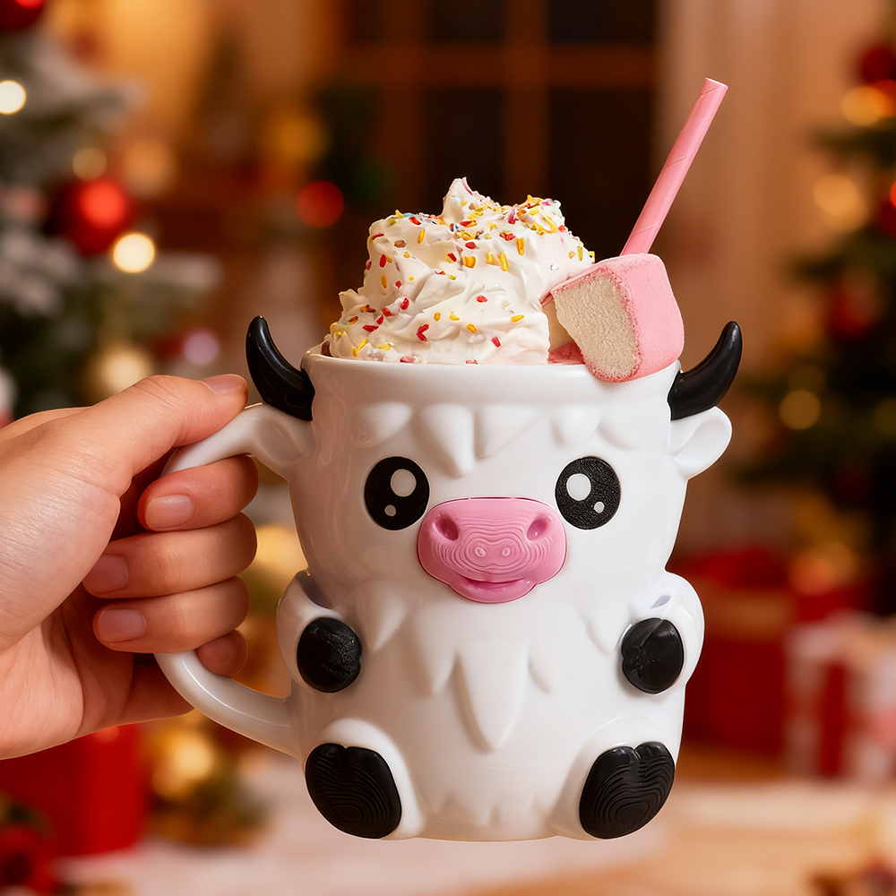 Christmas Gifts Cute Cow Style Ice Cream Pint Holder with Handle and Spoon – Reusable Antifreeze Cooler Sleeve for Ice Cream, Drinks, and Desserts – Funny Cow Gifts for Ice Cream Lovers - MyFaceSocksAU