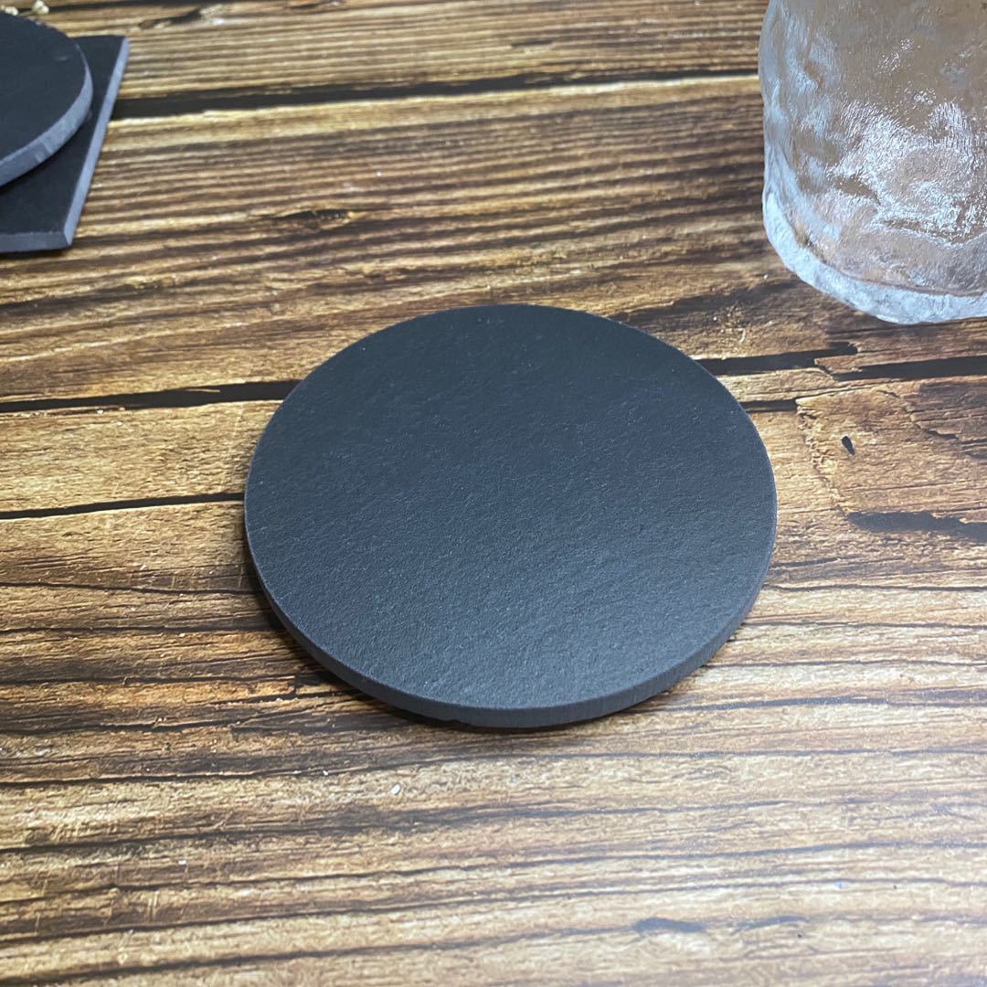 Black Straight-Edged Round Coaster - MyFaceSocksAU