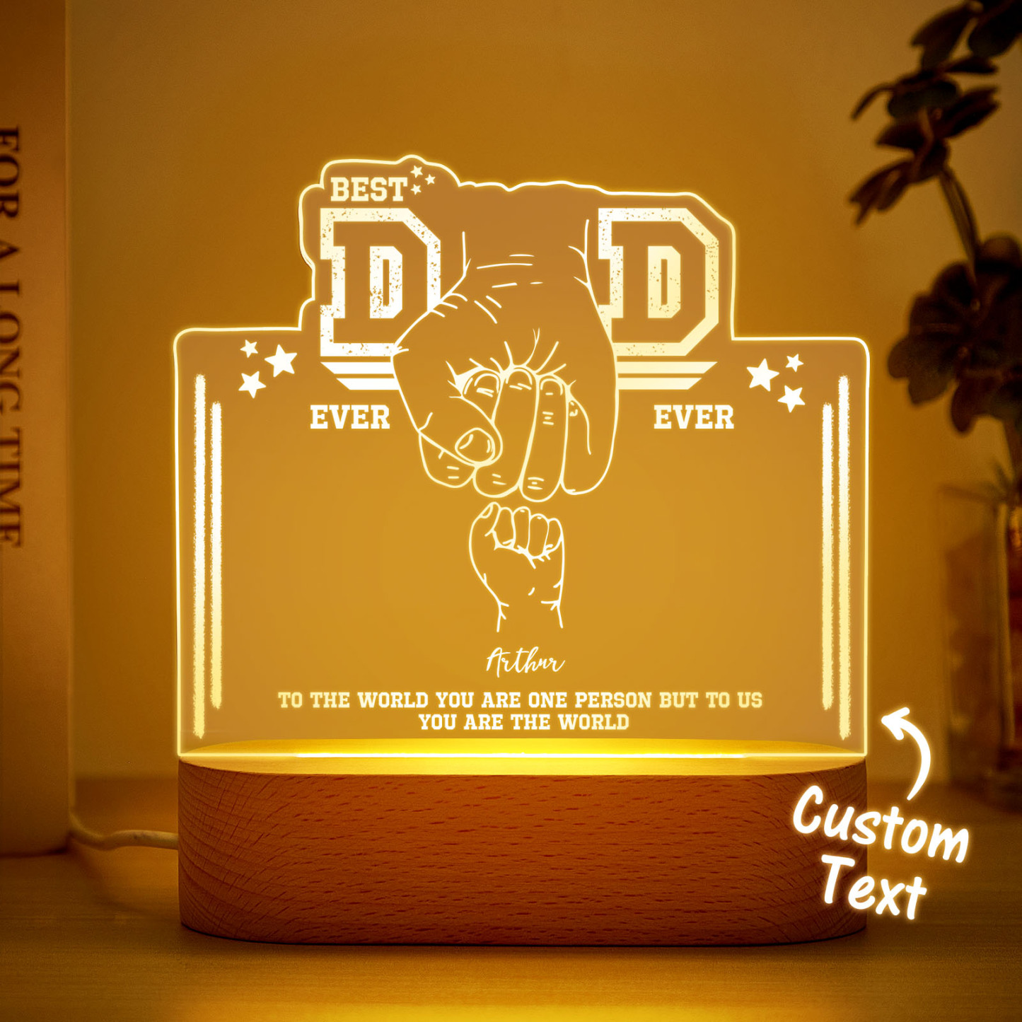 Fist Bump Night Light Fathers Day Gifts Personalized Dad Gift from Kids Gift for Dad Best Dad Ever -