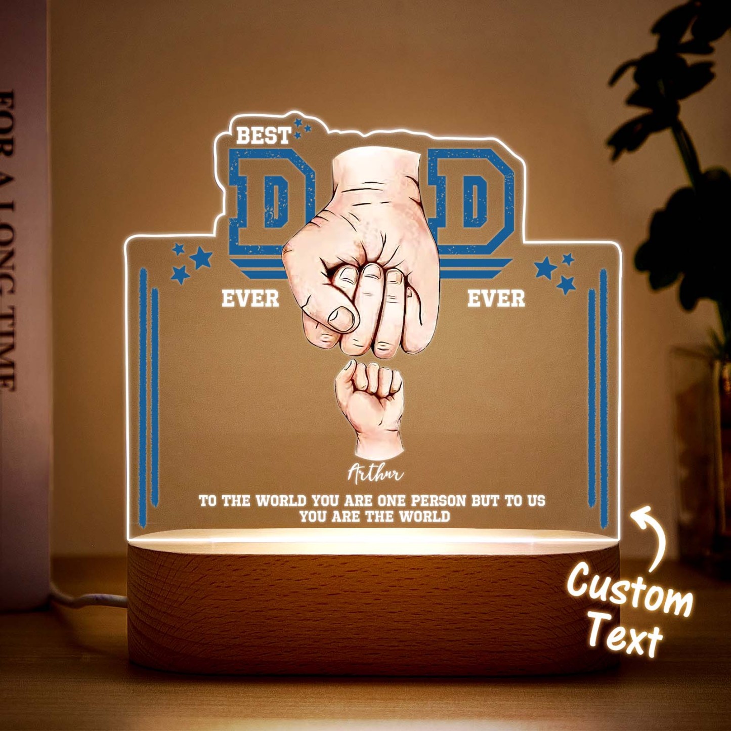 Fist Bump Night Light Fathers Day Gifts Personalized Dad Gift from Kids Gift for Dad Best Dad Ever -