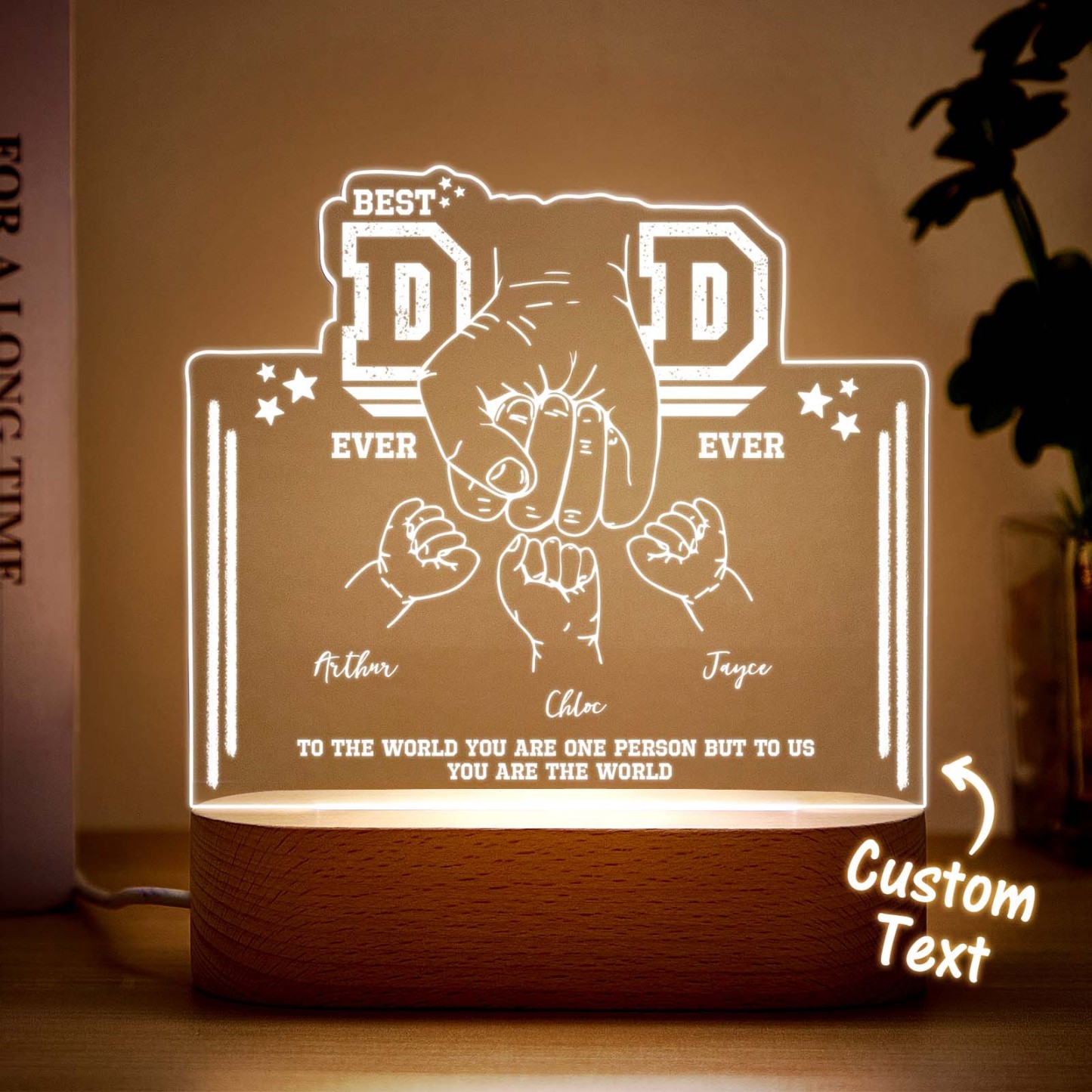 Fist Bump Night Light Fathers Day Gifts Personalized Dad Gift from Kids Gift for Dad Best Dad Ever -