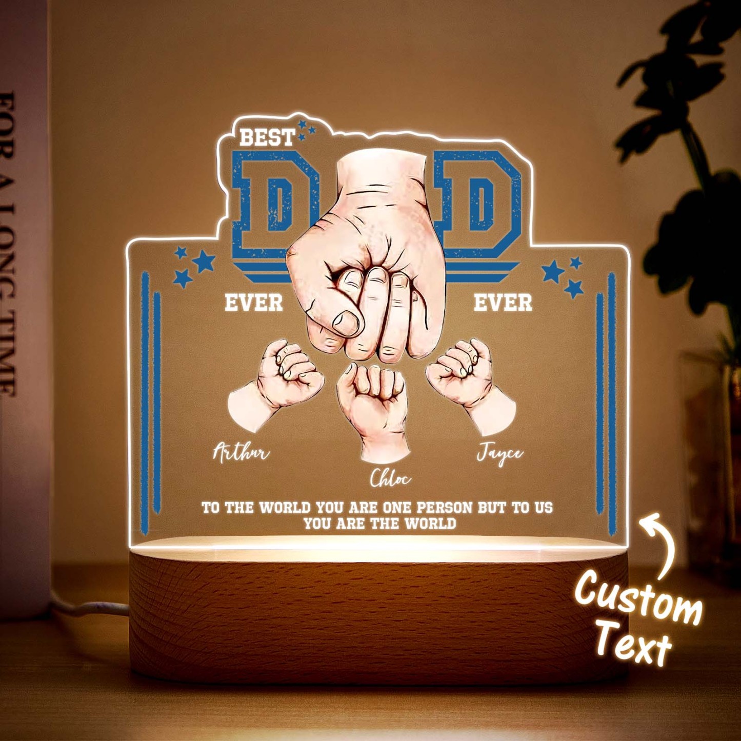 Fist Bump Night Light Fathers Day Gifts Personalized Dad Gift from Kids Gift for Dad Best Dad Ever -