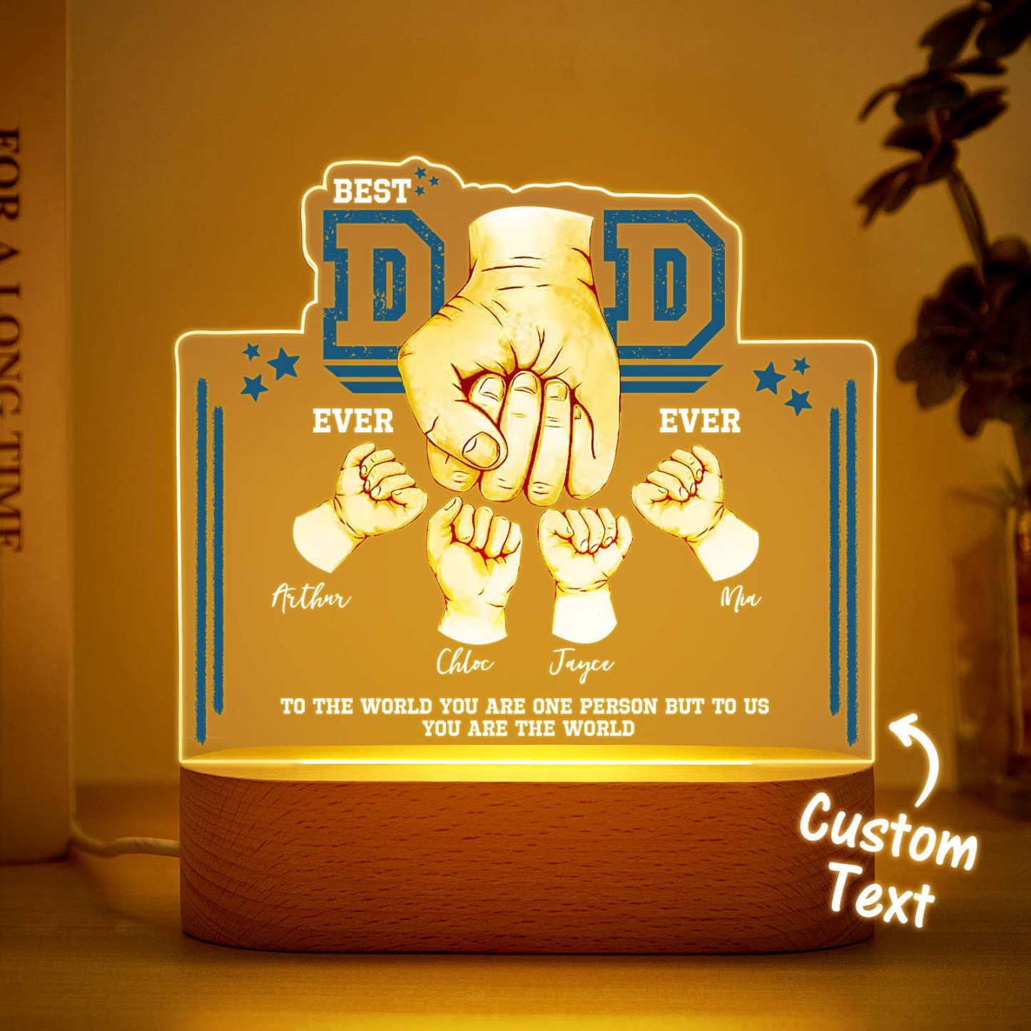Fist Bump Night Light Fathers Day Gifts Personalized Dad Gift from Kids Gift for Dad Best Dad Ever -