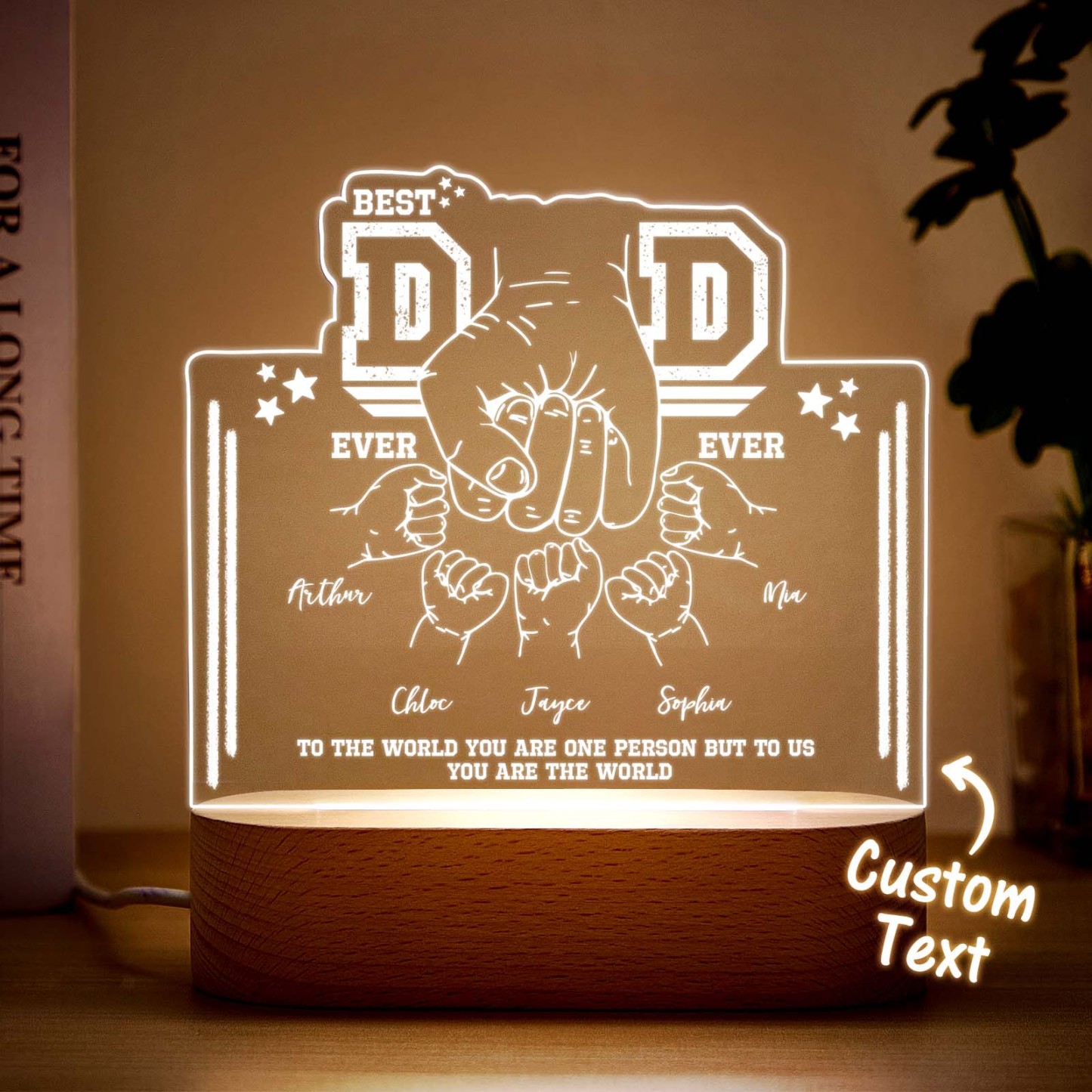 Fist Bump Night Light Fathers Day Gifts Personalized Dad Gift from Kids Gift for Dad Best Dad Ever -