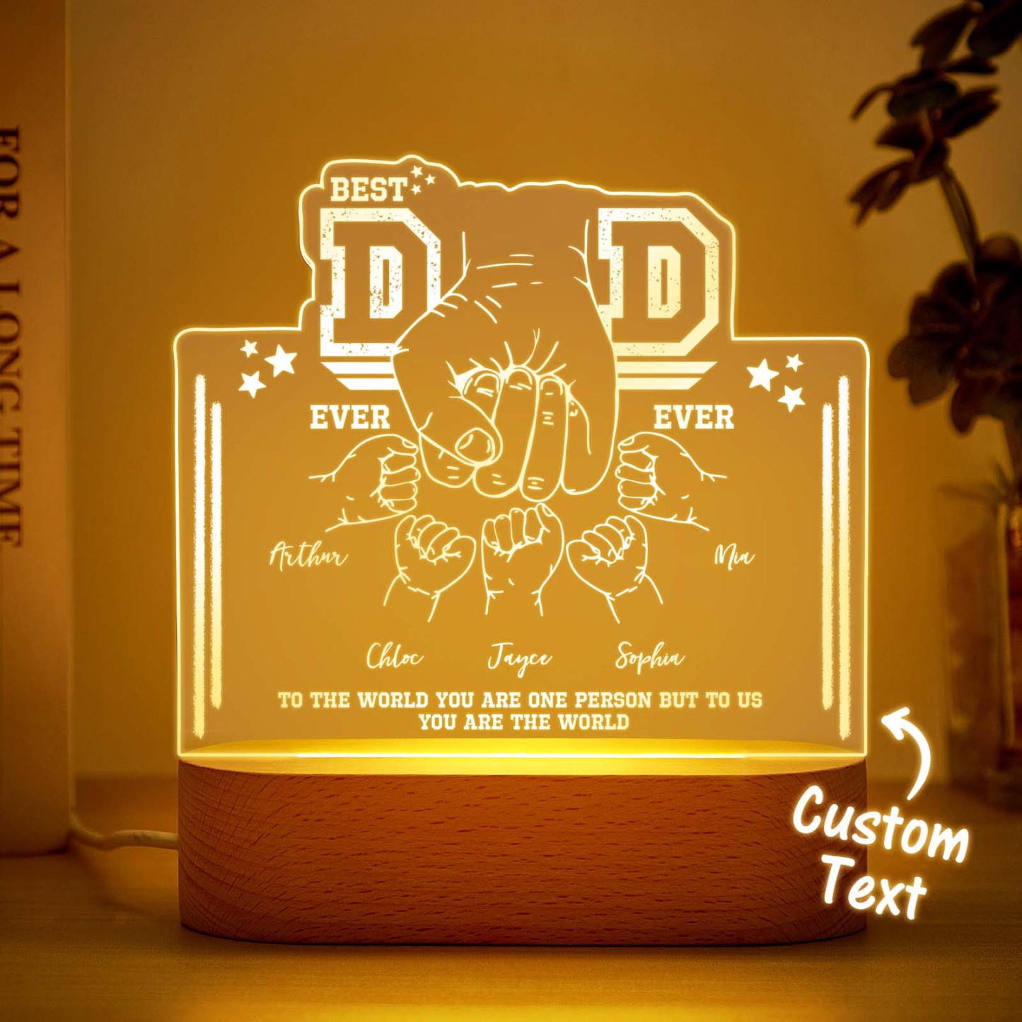 Fist Bump Night Light Fathers Day Gifts Personalized Dad Gift from Kids Gift for Dad Best Dad Ever -
