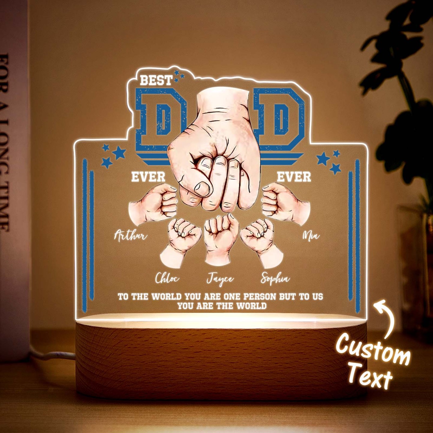 Fist Bump Night Light Fathers Day Gifts Personalized Dad Gift from Kids Gift for Dad Best Dad Ever -