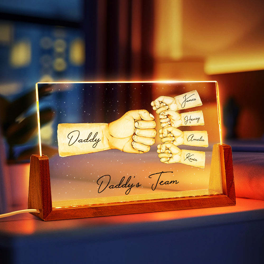 Custom Acrylic Keychain Personalised Daddy's Team Fist Bump Father's Day Gifts