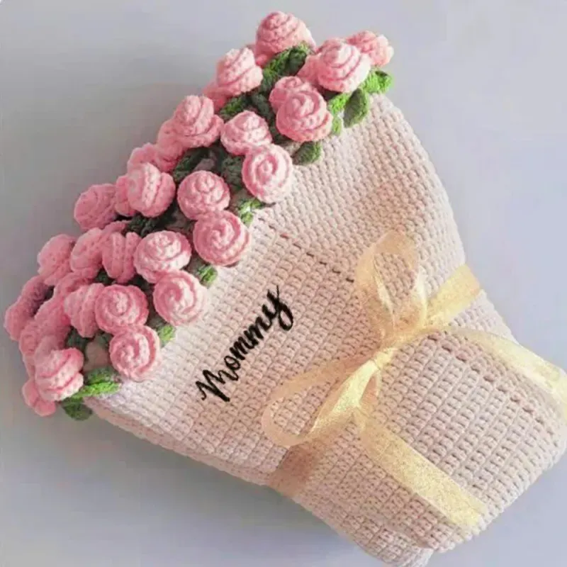 Hand-Knitted Rose Blanket DIY Kit & Ready-Made Gift for Mother's Day Valentine's Day - MyFaceSocksAU