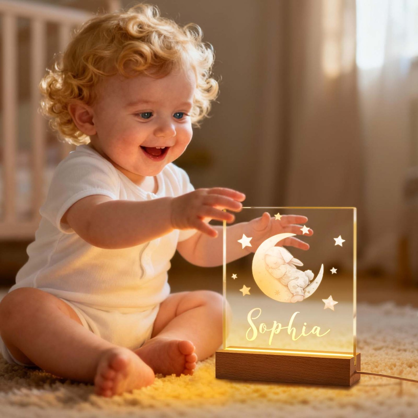 Personalized Moon & Star Map Acrylic Night Light – Custom Photo & Text Romantic Valentine's Gift - MyFaceSocksAU