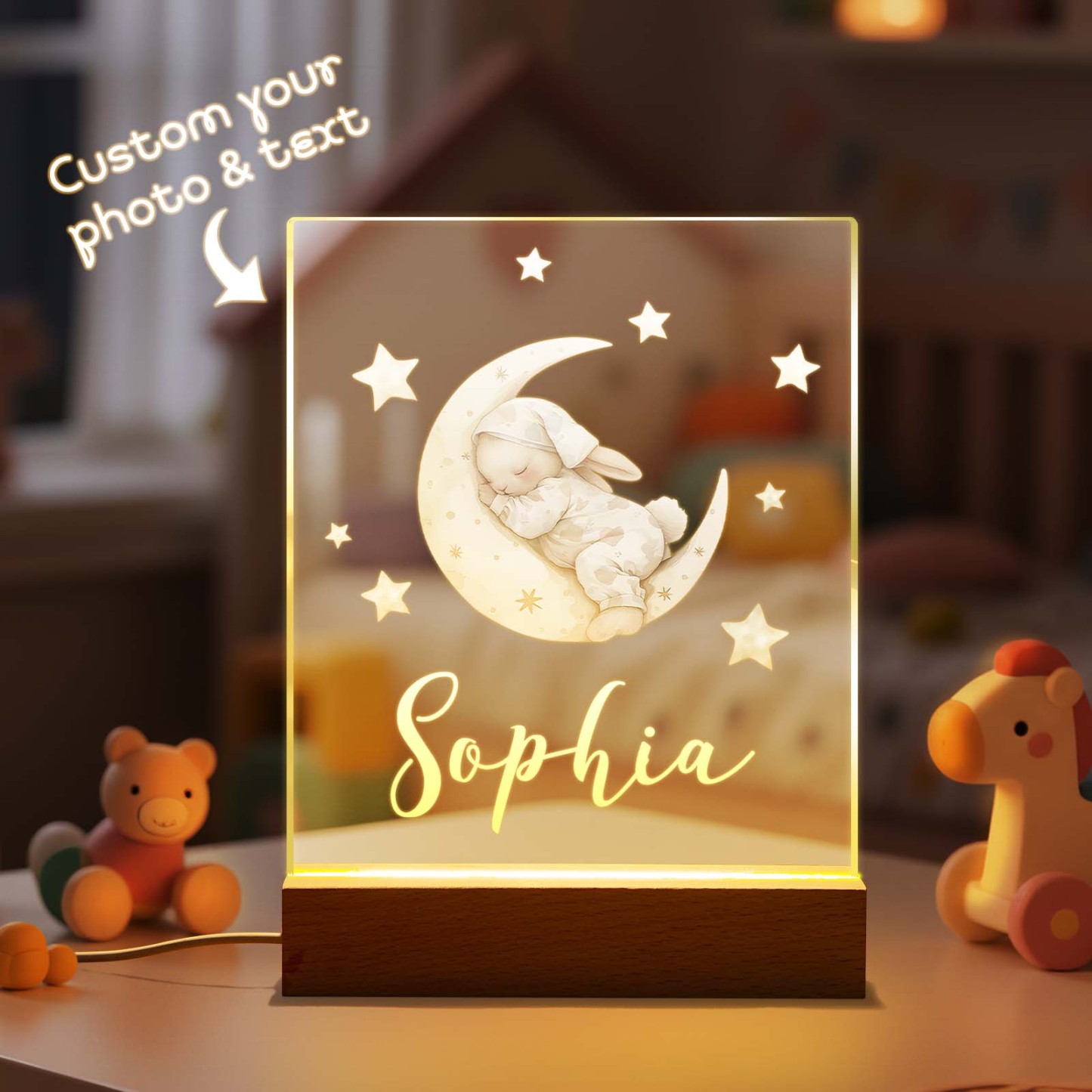 Custom Moon & Constellation Acrylic Lamp – Romantic Valentine Gift for Him or Her - MyFaceSocksAU
