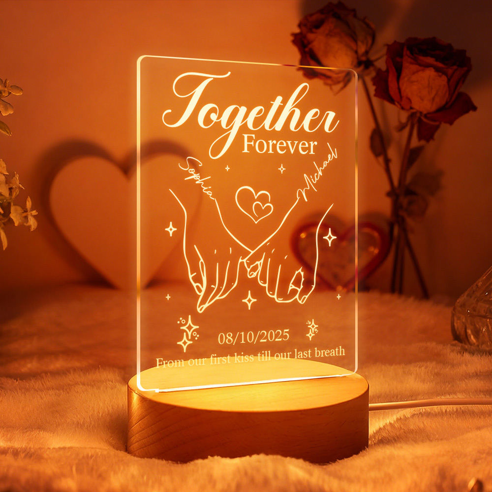 Custom Acrylic Heart Lamp for Valentine's Day - Personalized LED Night Light with Names & Anniversary Date - Romantic Desktop Decor Gift - MyFaceSocksAU