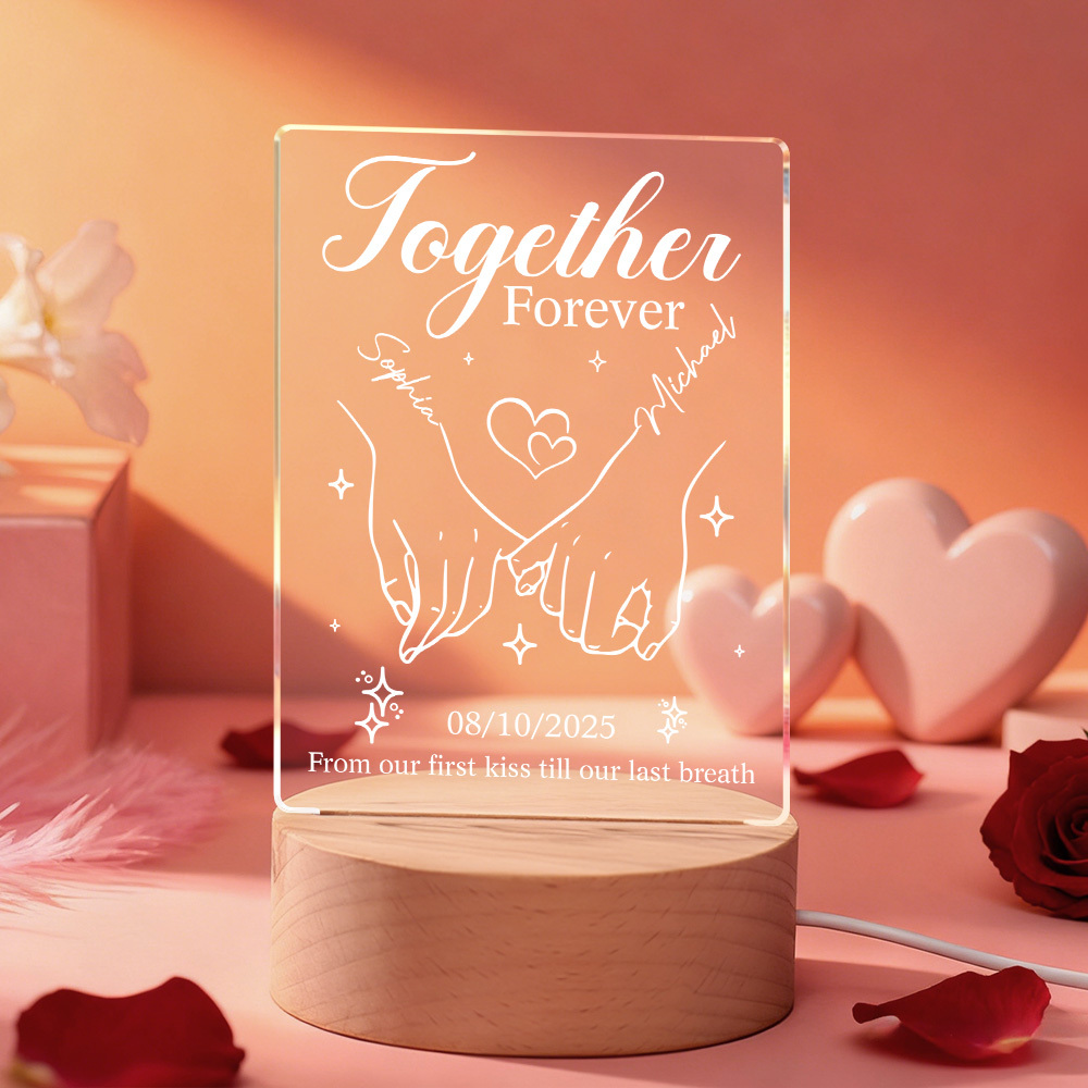 Custom Acrylic Heart Lamp for Valentine's Day - Personalized LED Night Light with Names & Anniversary Date - Romantic Desktop Decor Gift - MyFaceSocksAU