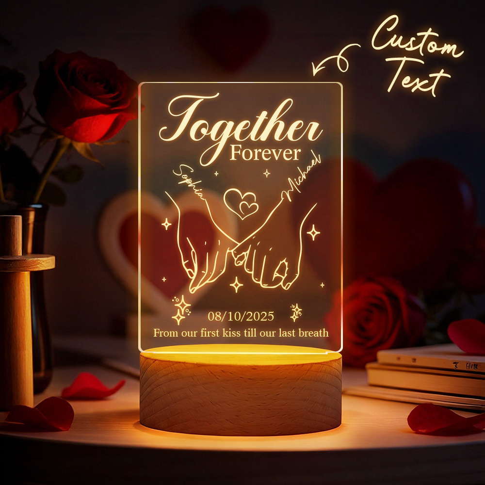 Custom Acrylic Heart Lamp for Valentine's Day - Personalized LED Night Light with Names & Anniversary Date - Romantic Desktop Decor Gift - MyFaceSocksAU