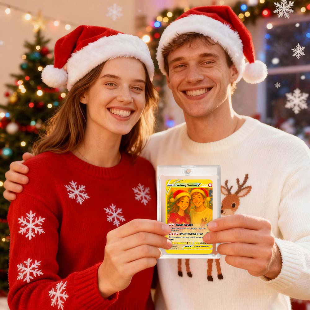 Christmas Gift Custom Poke Card Gift For Family Couple Custom Santa Present Idea - MyFaceSocksAU