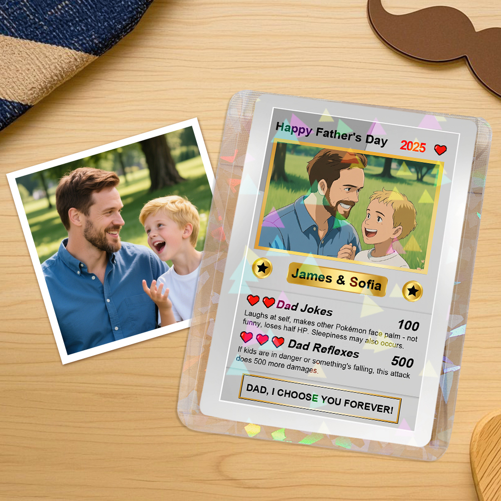 Personalized Father's Day Anime Cards, Custom Photo Anime Card, Fathers Day Gift For Dad, Gift For Husband - MyFaceSocksAU