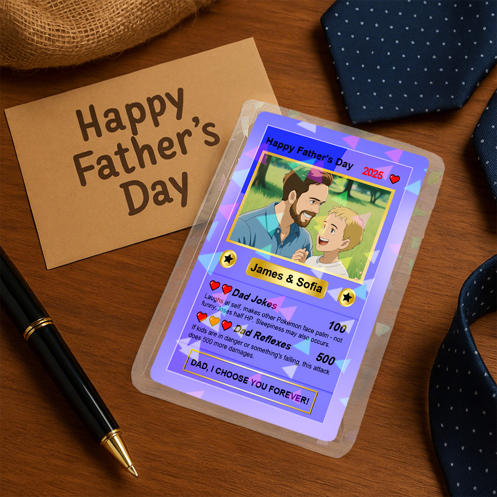 Personalized Father's Day Anime Cards, Custom Photo Anime Card, Fathers Day Gift For Dad, Gift For Husband - MyFaceSocksAU