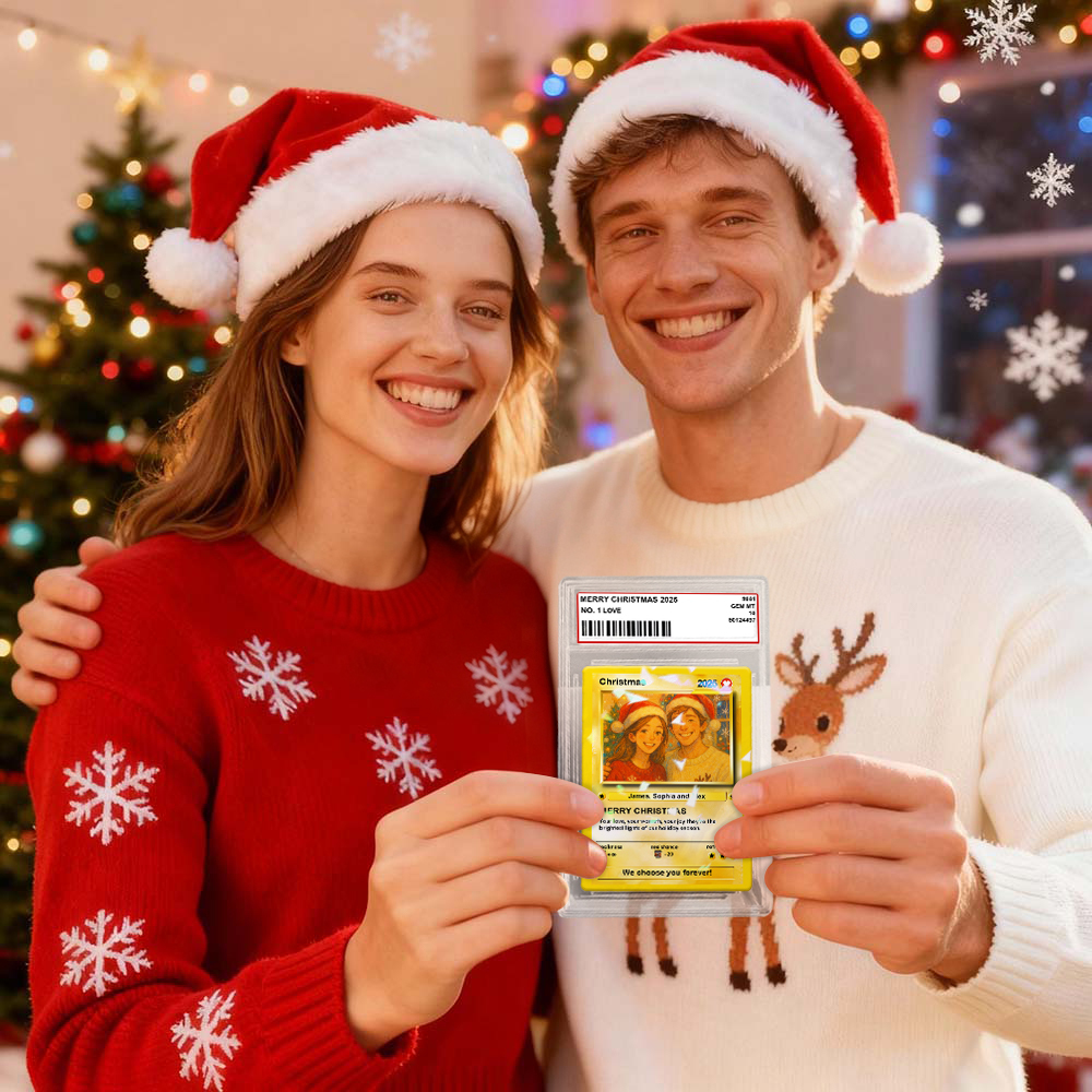 Christmas Gift Custom Poke Card Gift For Family Couple Custom Santa Present Idea - MyFaceSocksAU