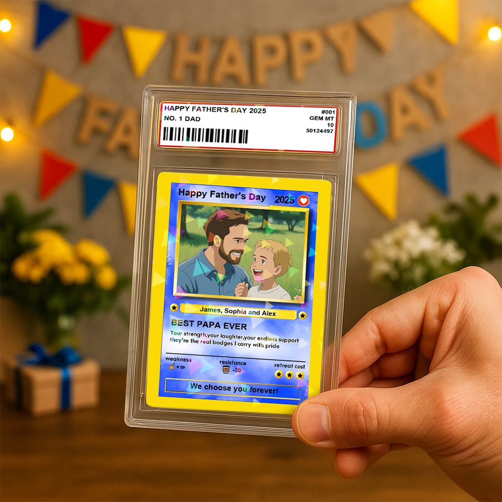 CUSTOM ANIME PHOTO Father's Day Card, Father's Day Gift for Grandpa, New Grandpa Gift, Dad Wallet Card, Super Hero Dad Gifts, Game Dad Card - MyFaceSocksAU