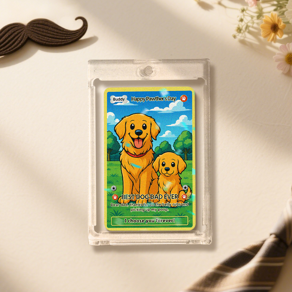 Custom Pet Anime Card, Fathers Day Gift For Dog Dad, Pet Lover Gifts, Pet Portrait Hologram Card, Dog Dad Gift, Personalized Gifts For Him - MyFaceSocksAU
