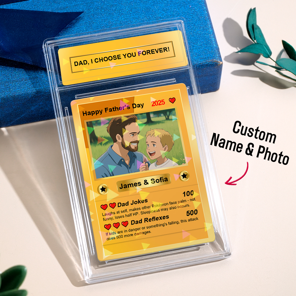 Personalized Anime Photo Father's Day Card DAD, I CHOOSE YOU FOREVER Poke Card Father's Day Gift for Grandpa New Grandpa Gift Dad Wallet Card