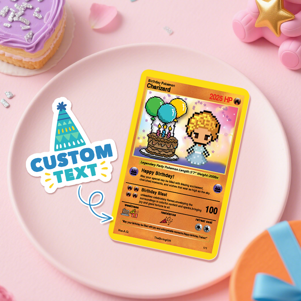 Custom Birthday Poke Card Cartoon Card Choose your Own Style Perfect Gift Idea for Birthday