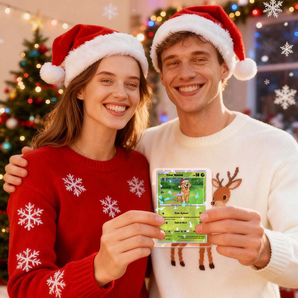 Christmas Gift Custom Poke Card Gift For Family Couple Custom Santa Present Idea - MyFaceSocksAU