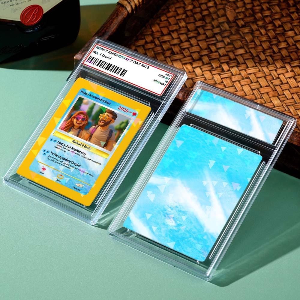 Personalized Cute Clay Style Father Card Retro Cartoon-Inspired Mini Gift for Him Photo Text Poke Card - MyFaceSocksAU