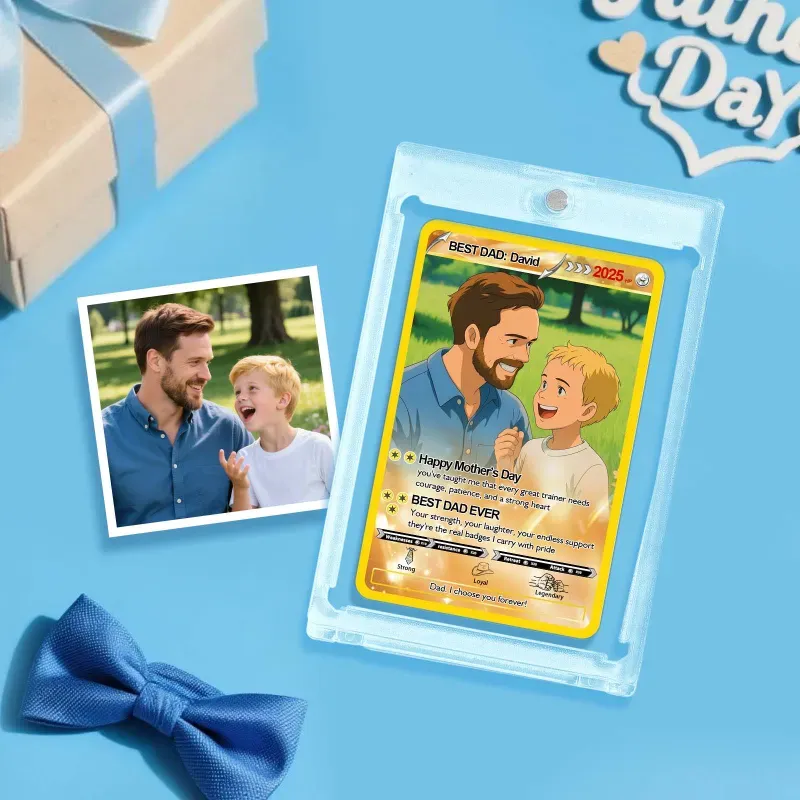 Personalized Anime Photo Father's Day Card DAD, I CHOOSE YOU FOREVER Poke Card Father's Day Gift for Grandpa New Grandpa Gift Dad Wallet Card