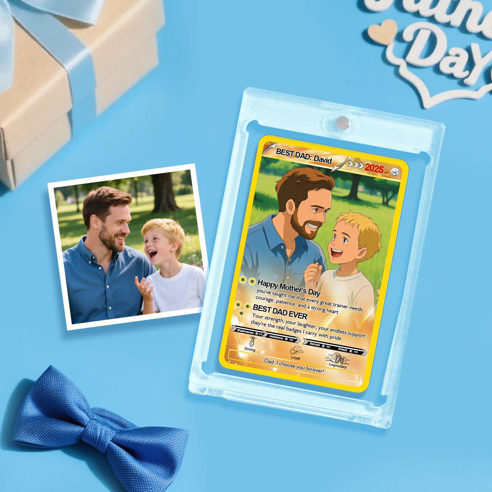 Personalized Father's Day Pokemon Card, Custom Poke Photo Cards, Gifts for Gamer Dad, Father's Day Gift, Custom PokeTrainer Card