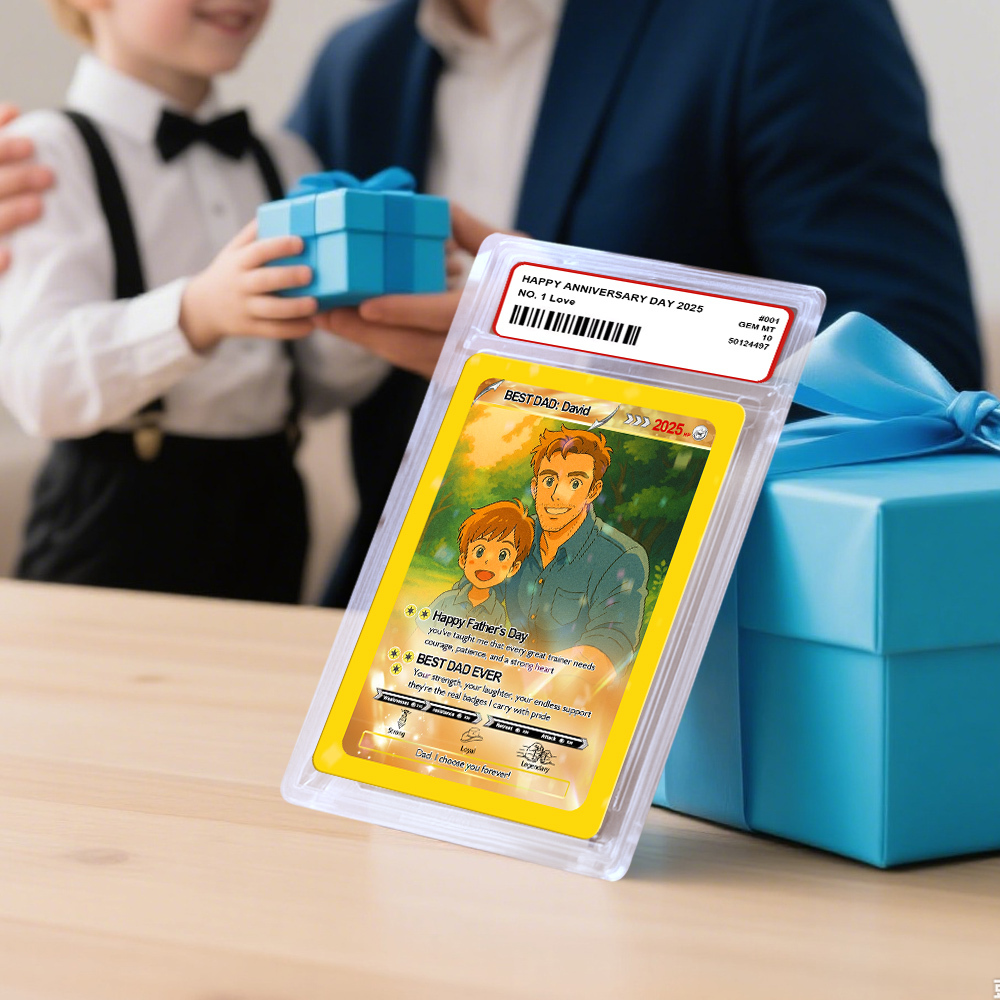Personalized Father's Day Pokemon Card, Custom Poke Photo Cards, Gifts for Gamer Dad, Father's Day Gift, Custom PokeTrainer Card