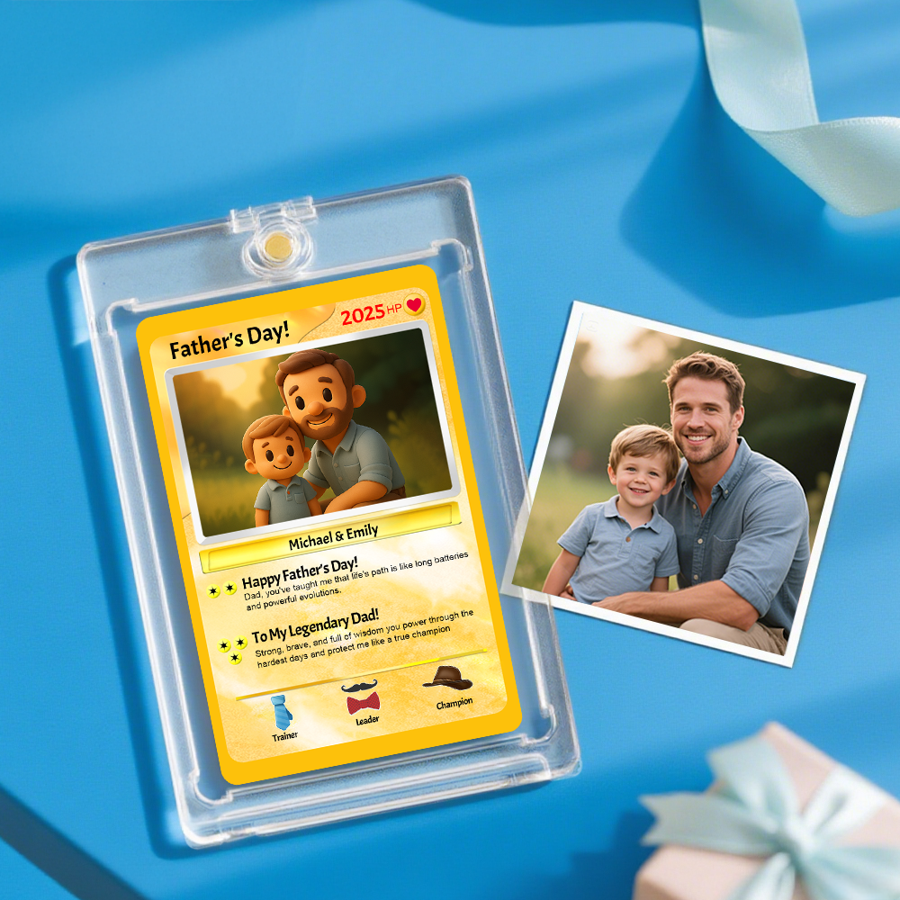 Personalized Poke Card Cartoon Photo Fathers Day Card Custom Text and Photo Poke Card Gift For Dad Poke Present - MyFaceSocksAU