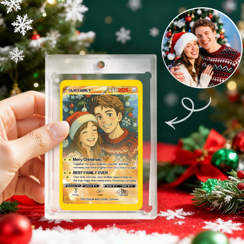Christmas Gift Poke Card Custom Poke Card Gift For Family Couple Custom Santa Present - MyFaceSocksAU
