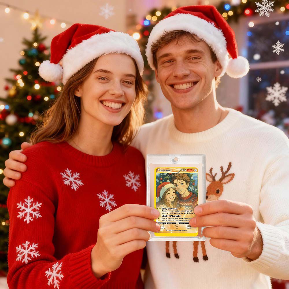 Christmas Gift Custom Poke Card Gift For Family Couple Custom Santa Present Idea - MyFaceSocksAU