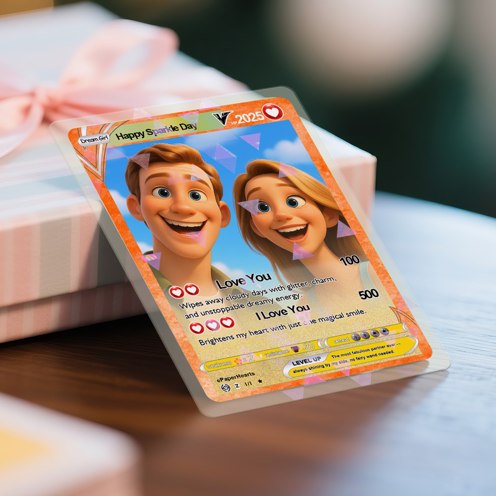 Personalized Cartoon Style Couple Card Personalized Poke Card for Anniversary Gift Birthday Keepsake for Girlfriend or Boyfriend - MyFaceSocksAU
