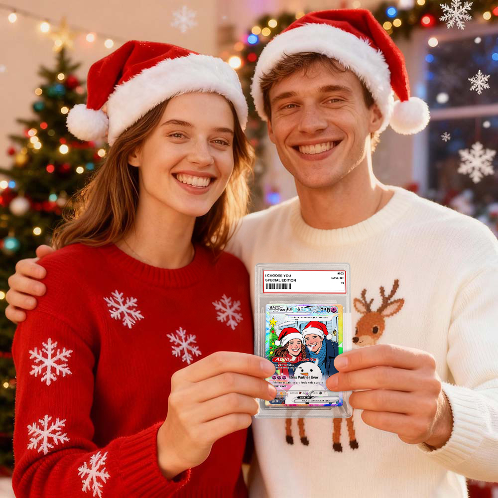 Christmas Gift Custom Poke Card Gift For Family Couple Custom Santa Present Idea - MyFaceSocksAU