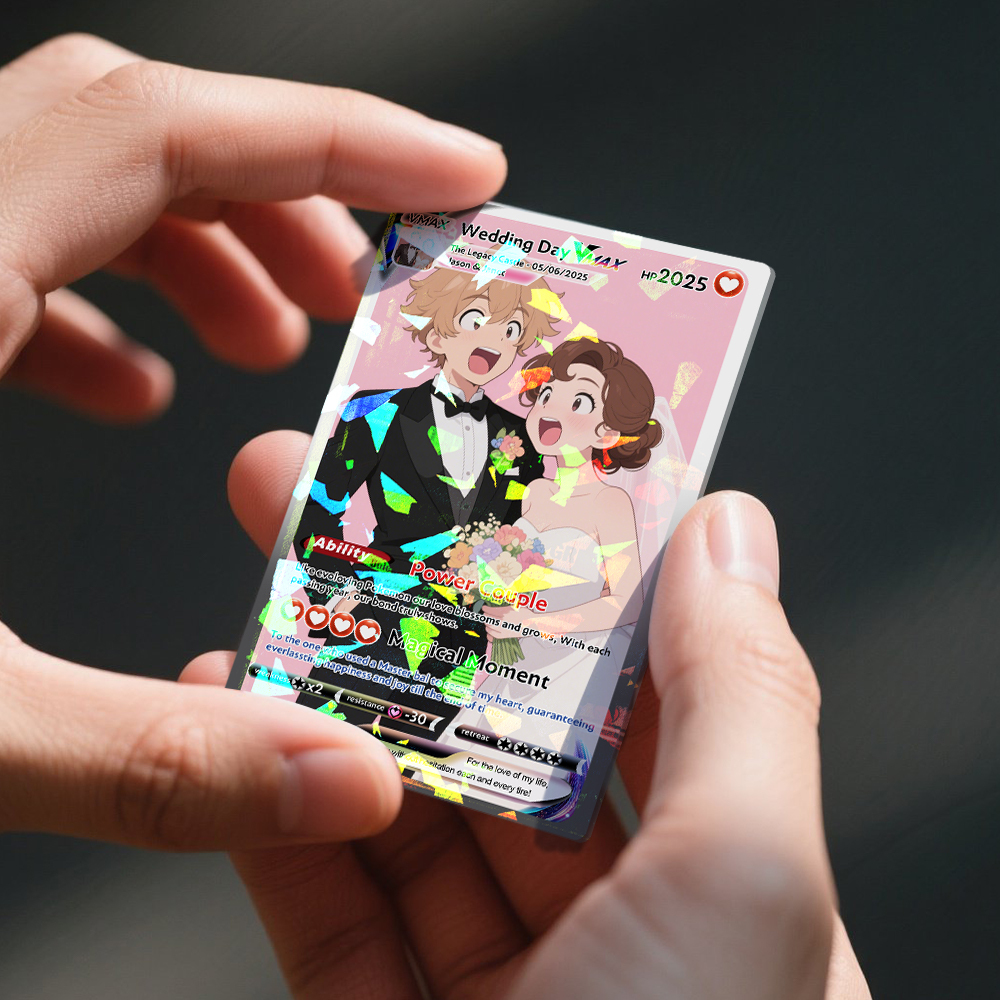 Personalized Poke Card Customize Anime Acrylic Card for Couple Legendary Card Ornament Anniversary Gift - MyFaceSocksAU