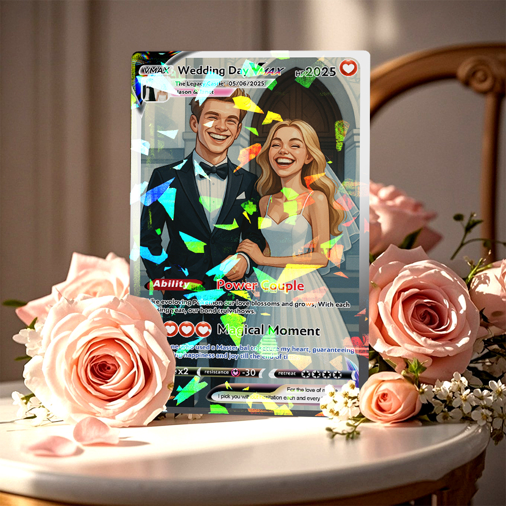 Personalized Poke Card Customize Anime Acrylic Card for Couple Legendary Card Ornament Anniversary Gift - MyFaceSocksAU