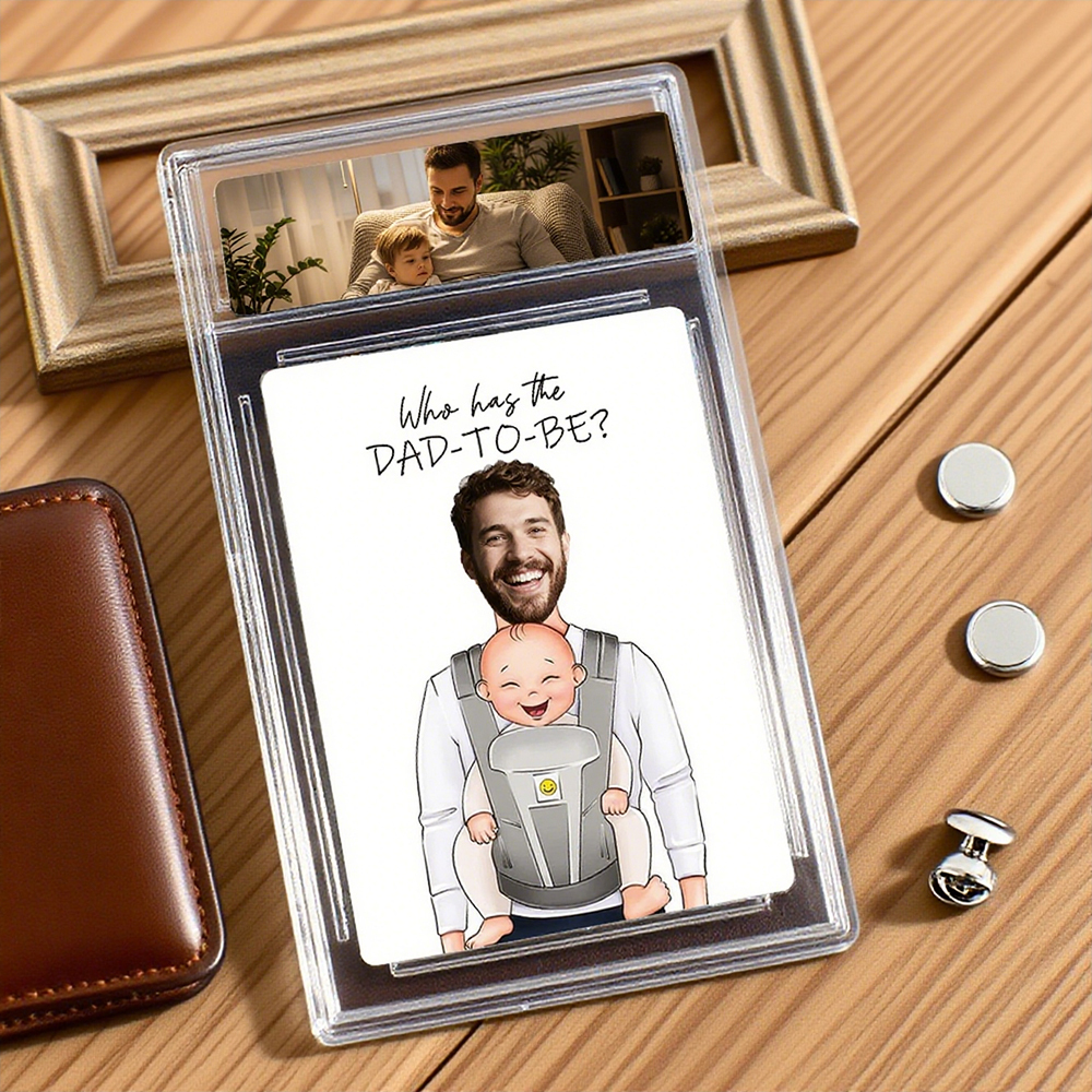 Personalized Photo Father's Day Card DAD Who Has The DAD-TO-BE? Father's Day Gift for Grandpa New Grandpa Gift Dad Wallet Card