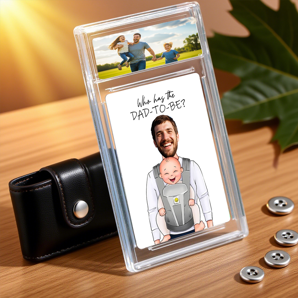 Personalized Photo Father's Day Card DAD Who Has The DAD-TO-BE? Father's Day Gift for Grandpa New Grandpa Gift Dad Wallet Card