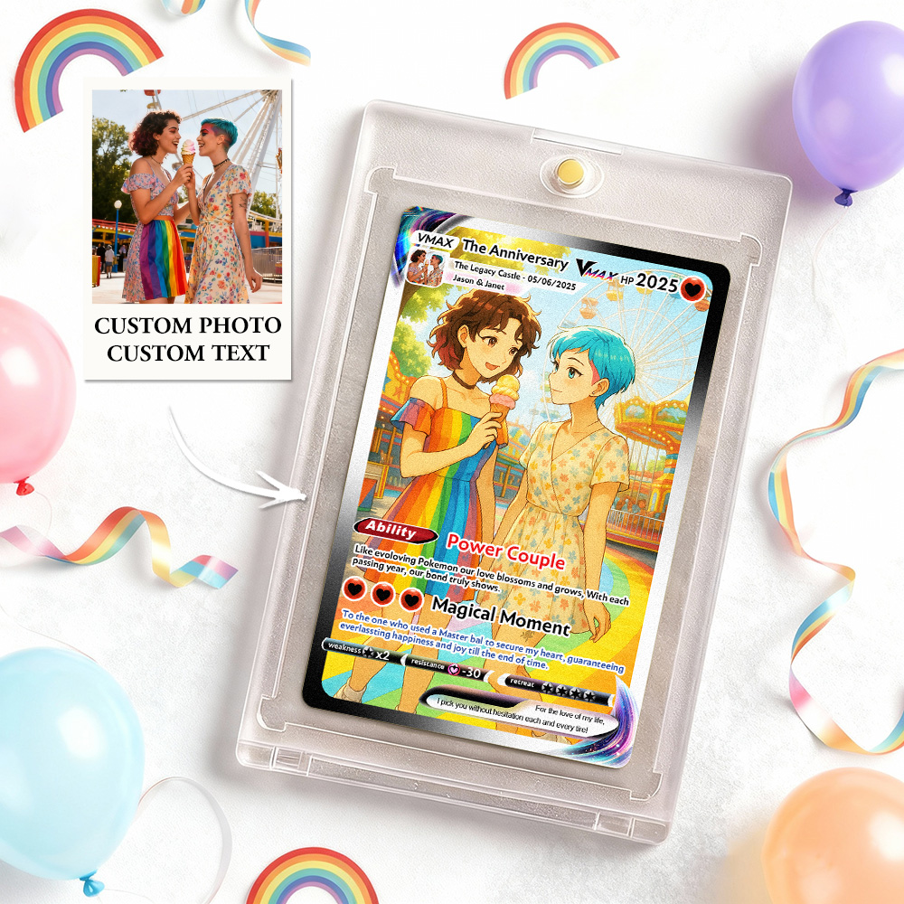 Personalized LGBT Christmas Trading Card Custom Comics Style Collectible for Couples Pride-Inspired Holiday Gift