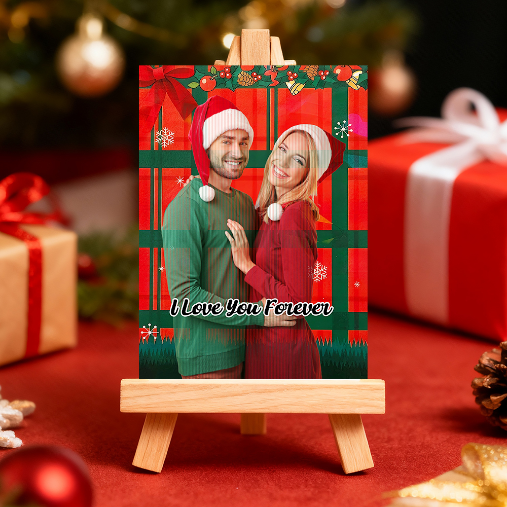 Personalized Lenticular Card Christmas Photo Anime Style Christmas Gift Holiday Greeting Card - MyFaceSocksAU