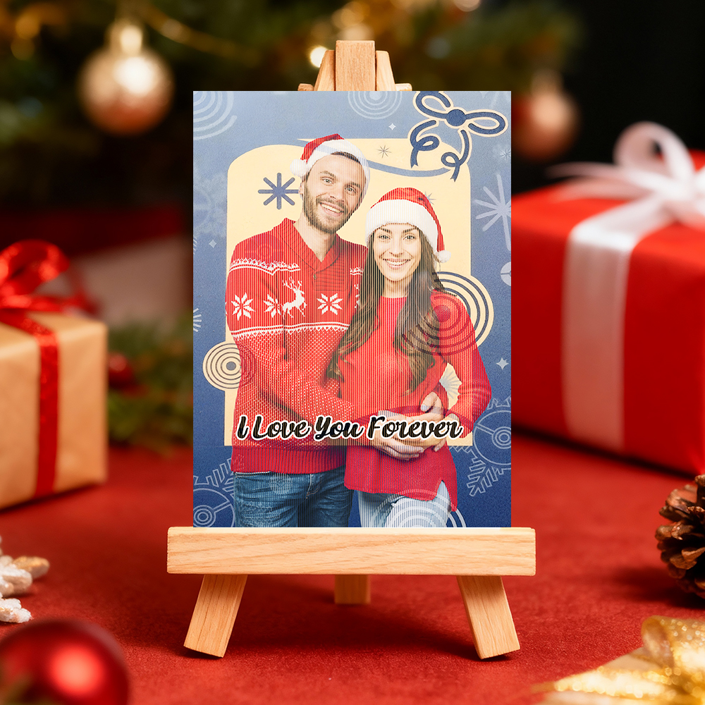 Personalized Lenticular Card Christmas Photo Anime Style Christmas Gift Holiday Greeting Card - MyFaceSocksAU