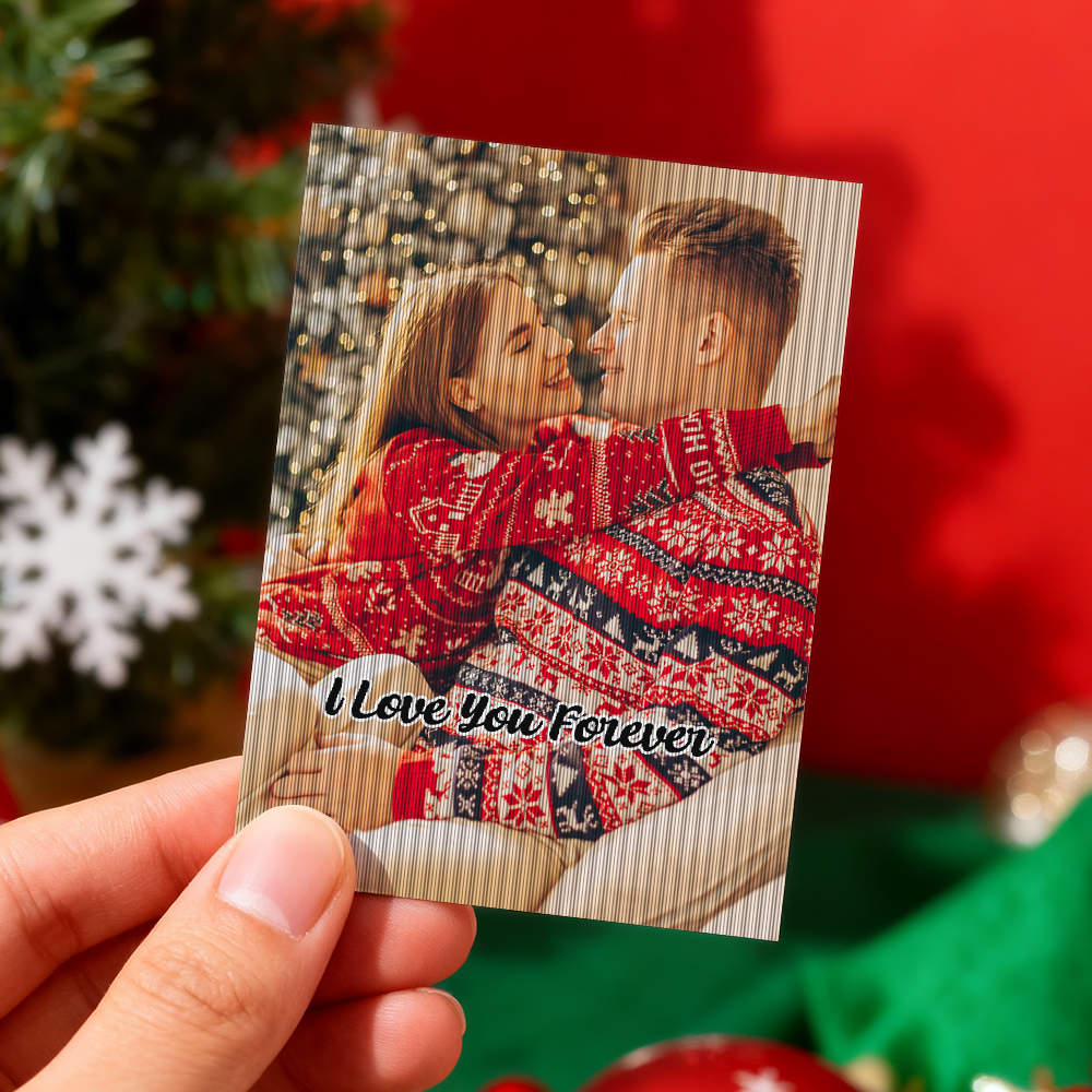 Personalized Lenticular Card Christmas Photo Anime Style Christmas Gift Holiday Greeting Card - MyFaceSocksAU