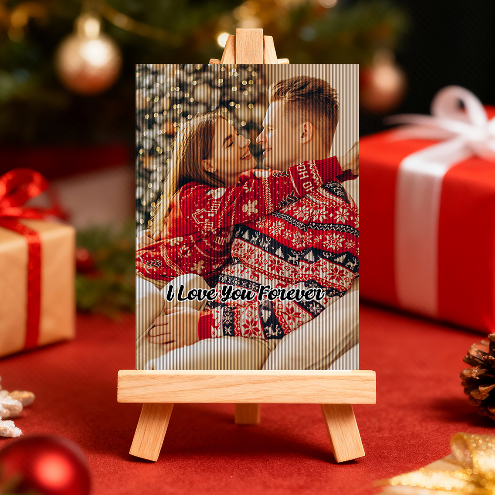 Personalized Lenticular Card Christmas Photo Anime Style Christmas Gift Holiday Greeting Card - MyFaceSocksAU