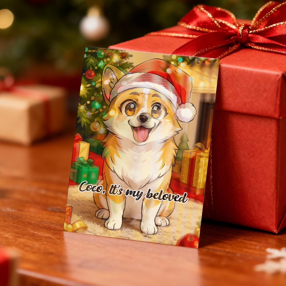Personalized Lenticular Card Christmas Photo Anime Style Christmas Gift Holiday Greeting Card - MyFaceSocksAU