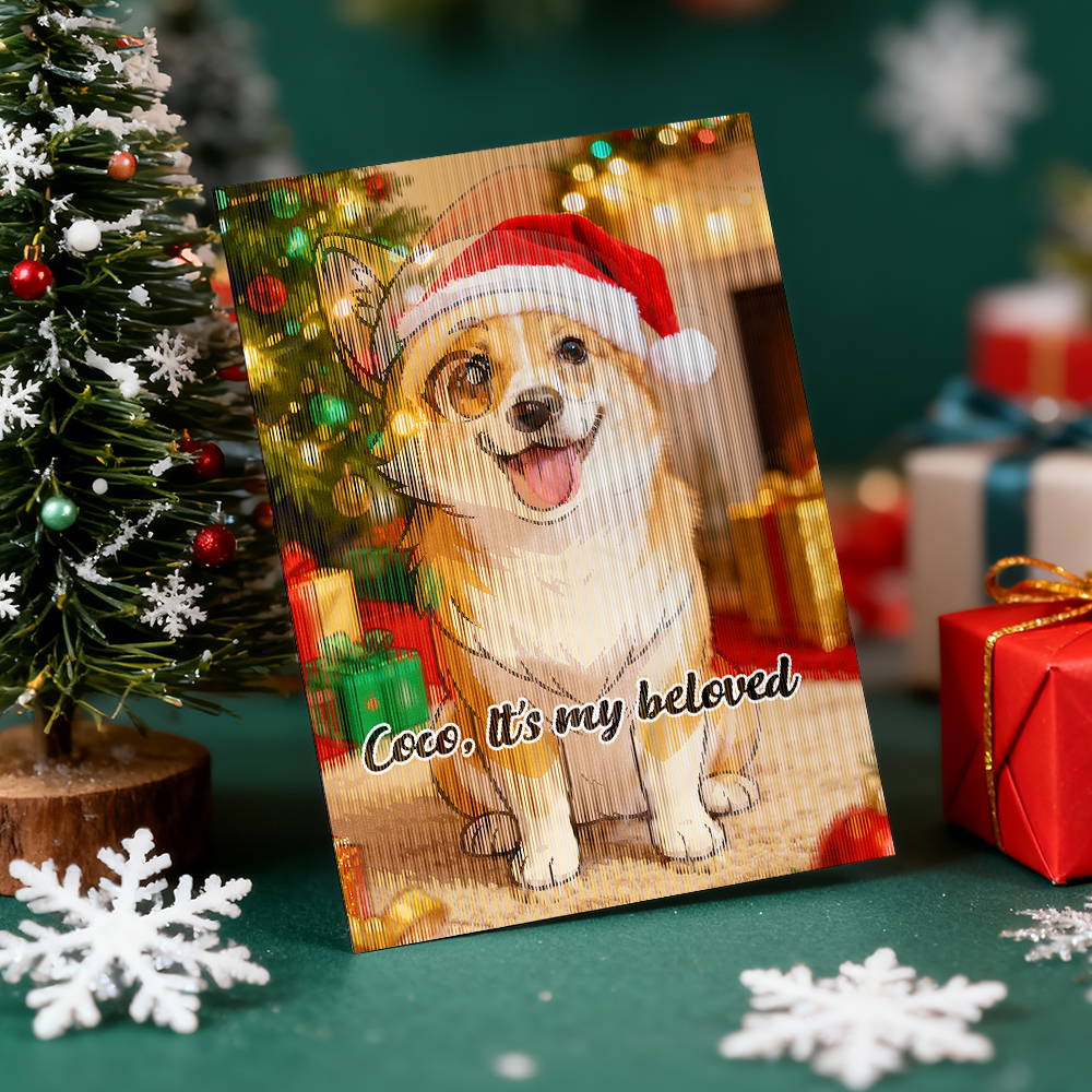 Personalized Lenticular Card Christmas Photo Anime Style Christmas Gift Holiday Greeting Card - MyFaceSocksAU