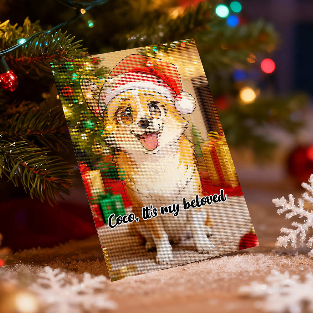 Personalized Lenticular Card Christmas Photo Anime Style Christmas Gift Holiday Greeting Card - MyFaceSocksAU